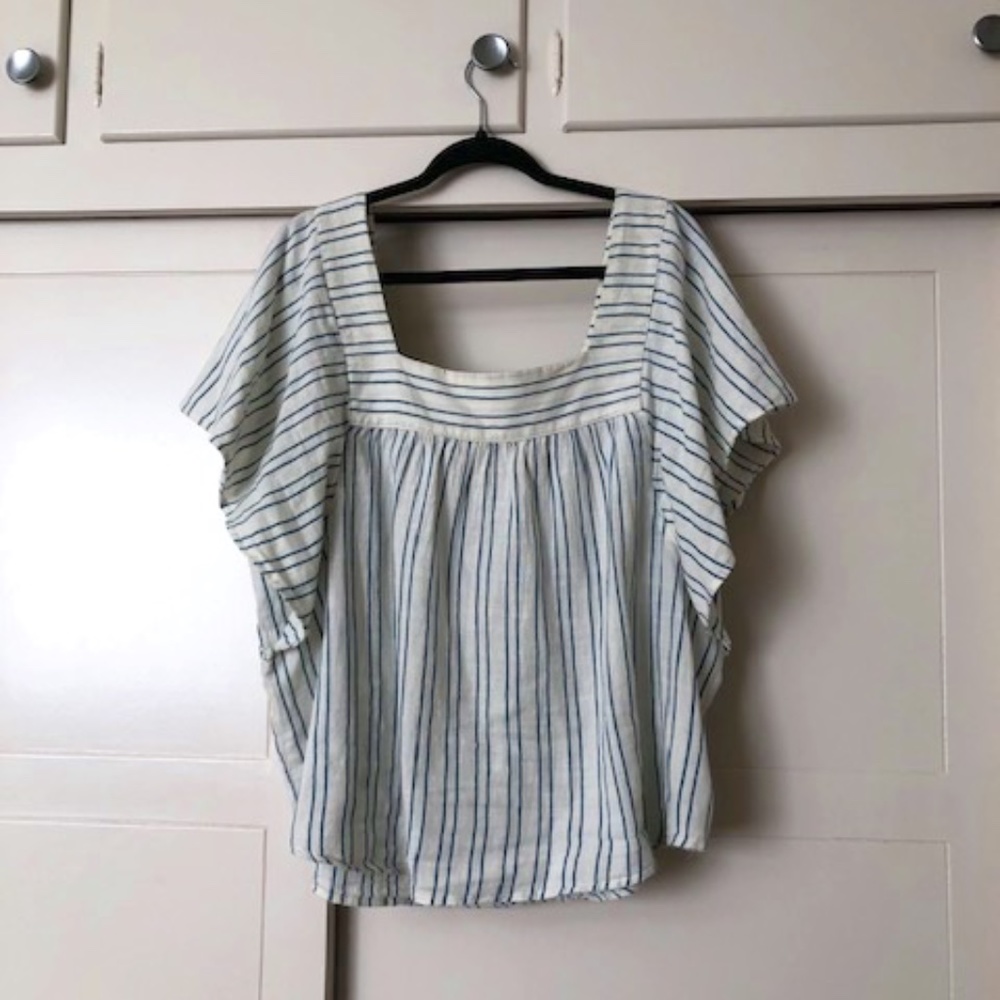 EUC Sonoma cotton top XXL white with blue stripes